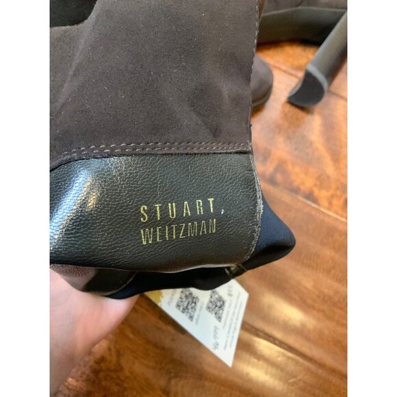 Stuart Weitzman Brown Suede Block Heeled Boots - Picture 10 of 11
